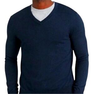 Banana Republic Men's Deep Blue V-Neck Sweater 75% silk 20%cotton 5%cashmere